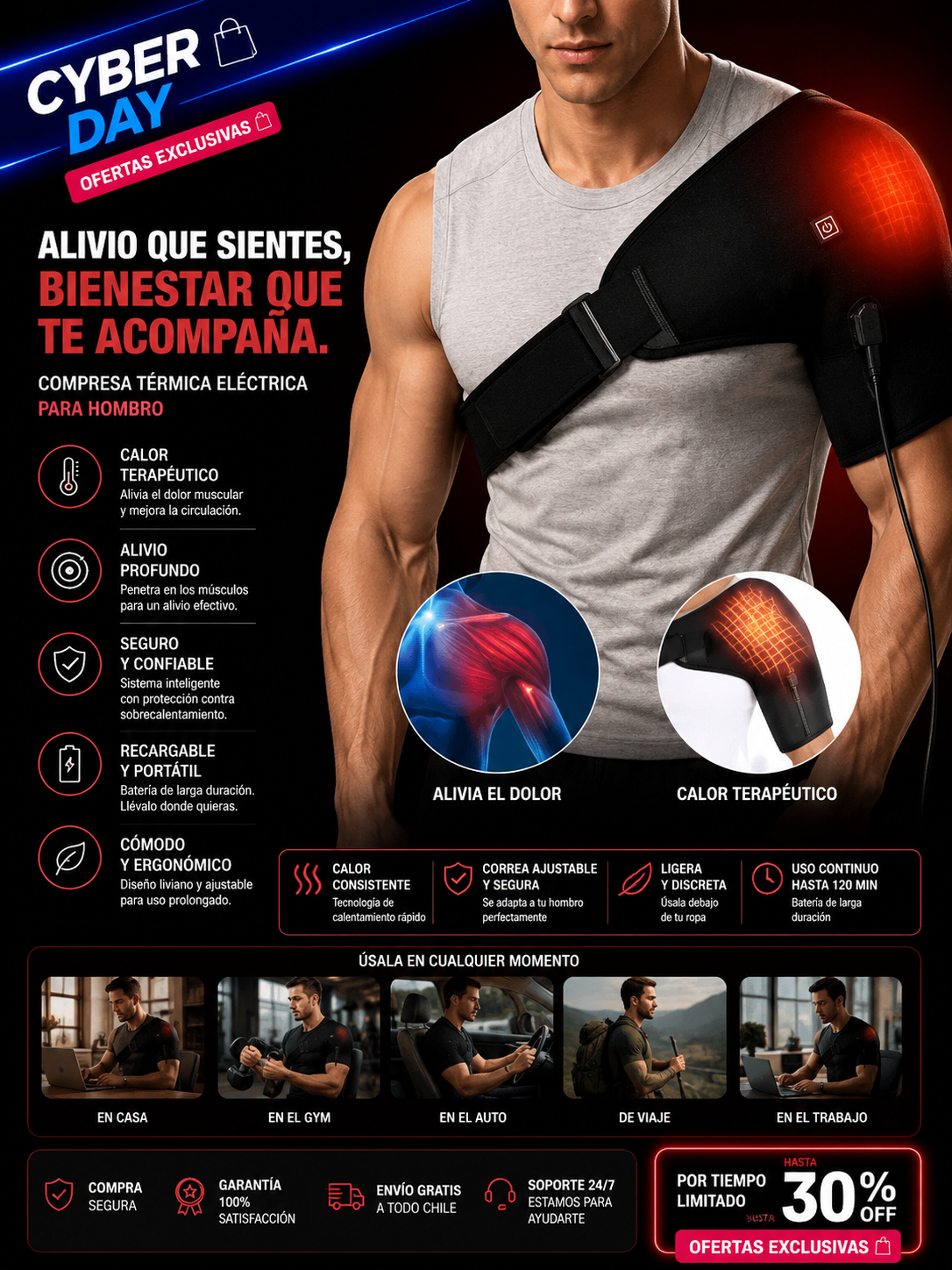 ThermoRelief™ | Alivio de hombro con calor terapéutico de 3 niveles