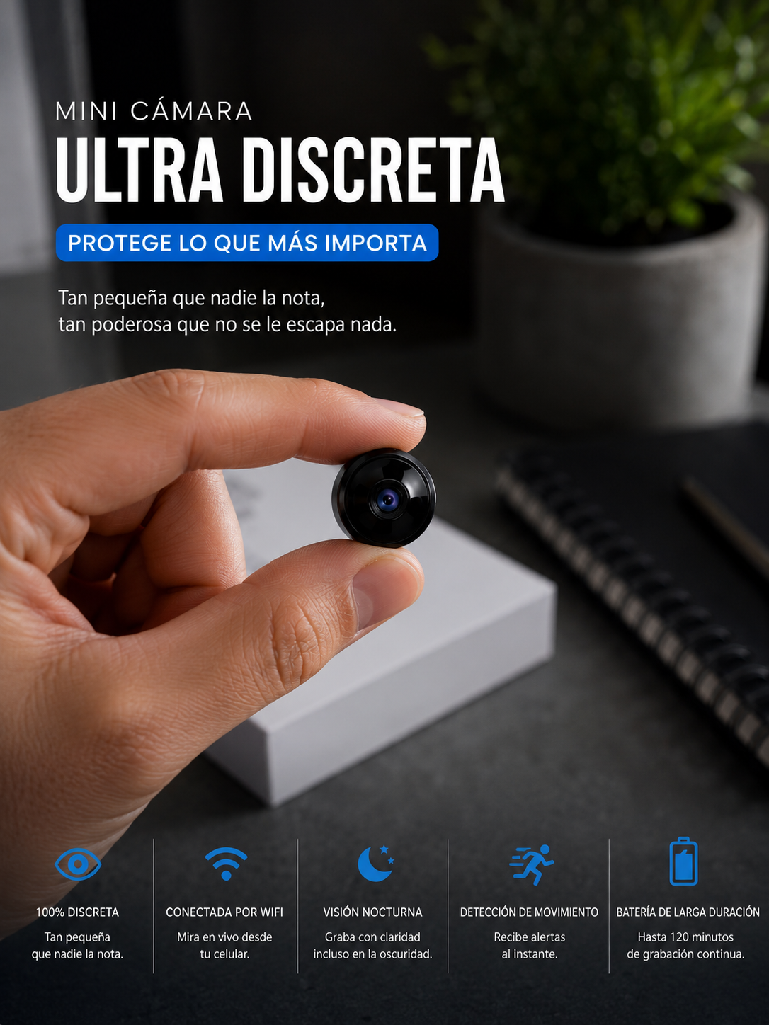 MINI CÁMARA ULTRA DISCRETA - Tan Pequeña que nadie la nota.