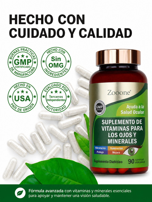 Zooone ® Nutrición ocular diaria para ver nítido y sin cansancio - 100% Natural - 2X1 -