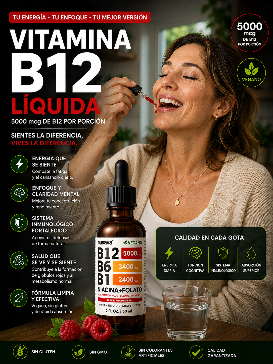 Vitamina B12 en Gotas — Energía Real desde el Primer Mes